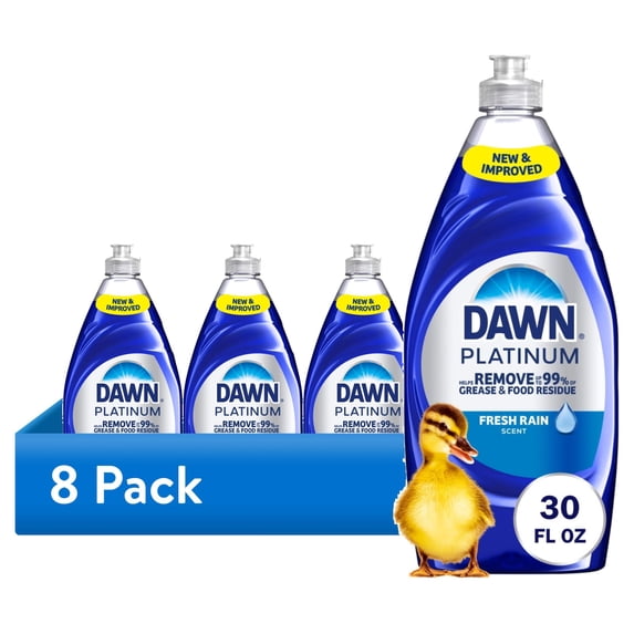 (8 pack) Dawn Platinum Dish Soap, Dishwashing Soap, Fresh Rain, 30 fl oz