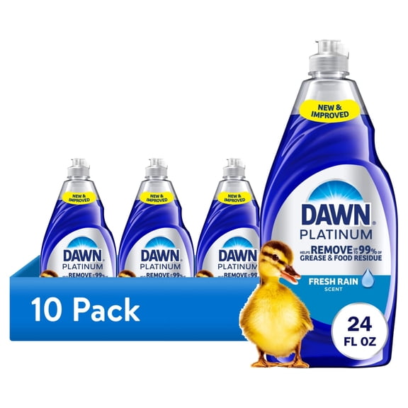 (10 pack) Dawn Platinum, Dish Soap Fresh Rain, 24oz
