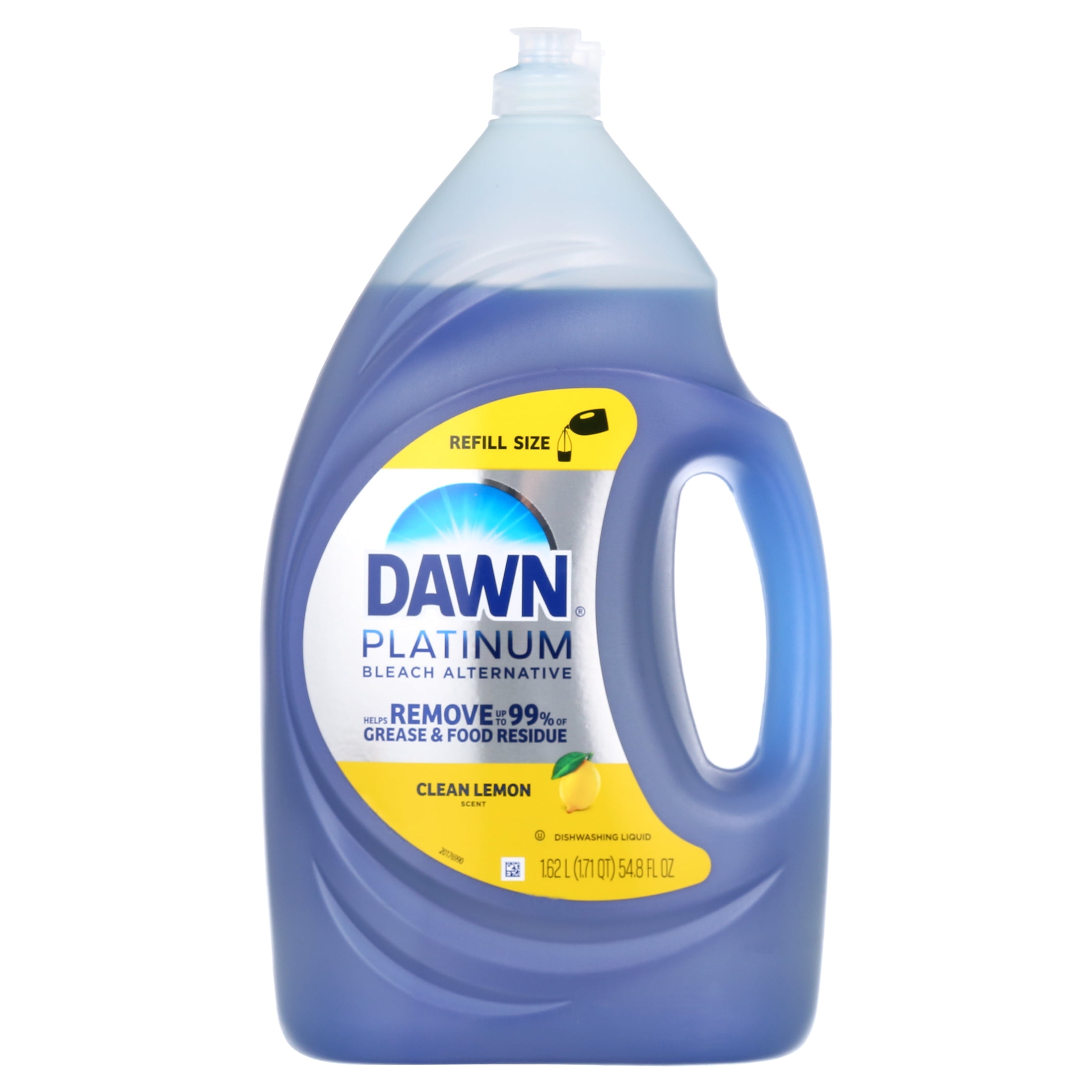 Dawn Platinum Dish Soap Liquid, Dishwashing Liquid, Grease Removal, Bleach Alternative Lemon, 54.8oz