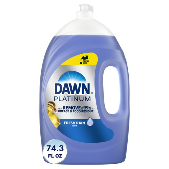 Dawn Platinum Dish Soap Liquid, Dishwashing Liquid, Grease Removal, Fresh Rain, 74.3oz