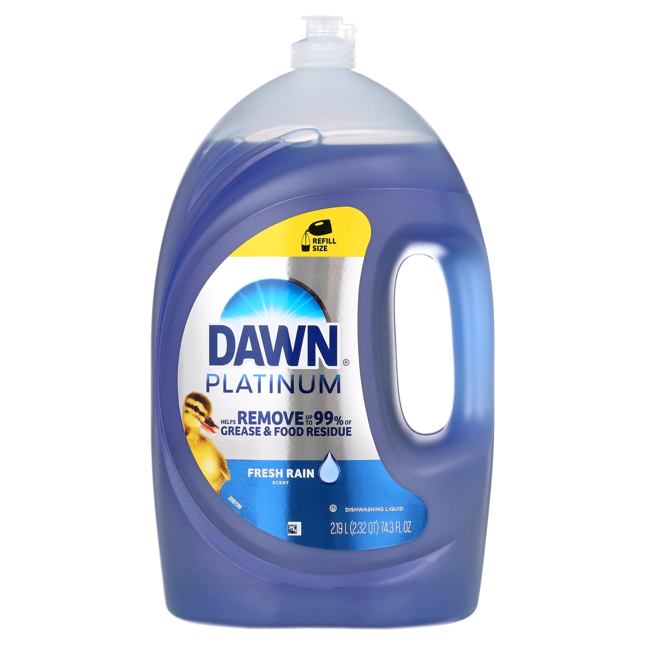 Dawn Platinum Dish Soap Liquid, Dishwashing Liquid, Grease Removal, Fresh Rain, 74.3oz