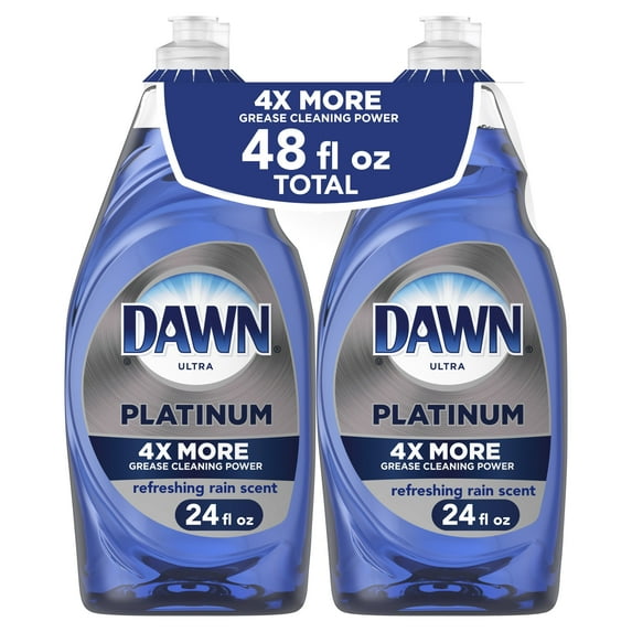 Dawn Platinum Dishwashing Dish Soap, Refreshing Rain, 2x24 fl oz