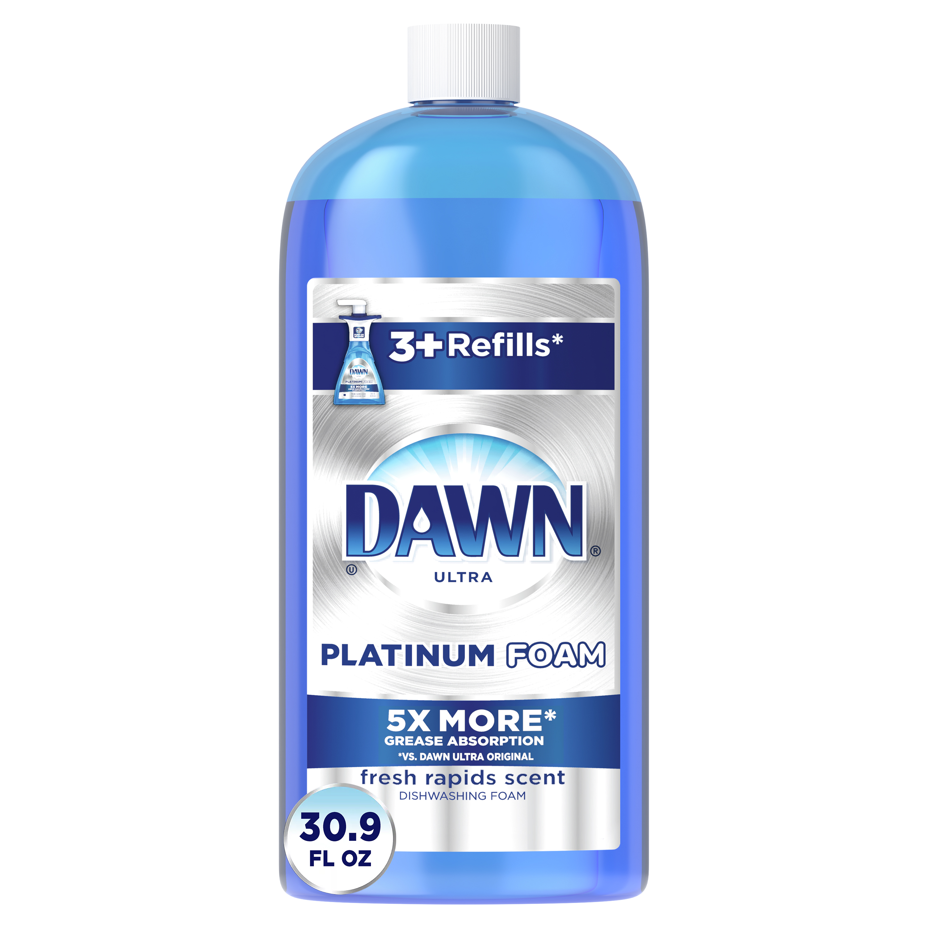 Dawn Platinum Dishwashing Foam, Fresh Rapids Scent, 30.9 fl oz - image 1 of 6