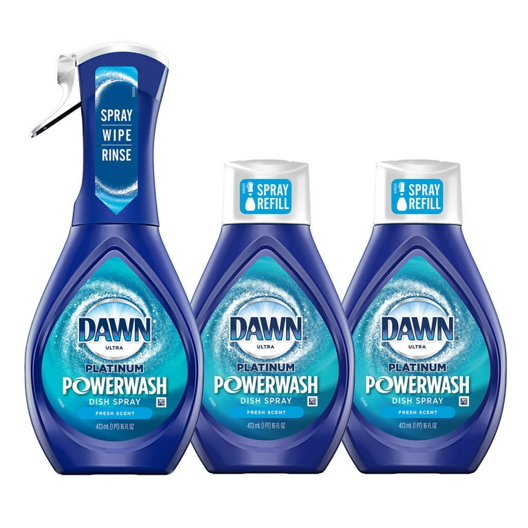 Set of Dawn Ultra Platinum Power Wash Dish Spray & Refill FRESH SCENT 16  FL. OZ