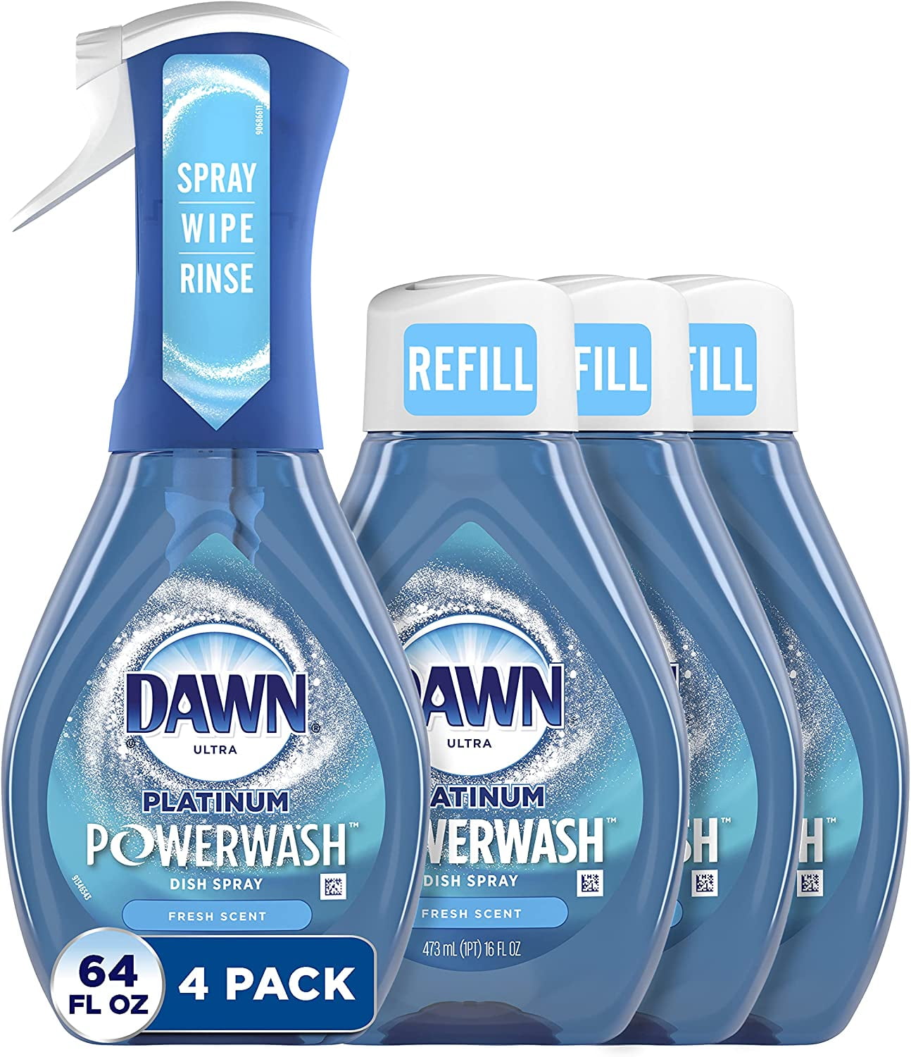 Dawn Free & Clear Powerwash Dish Spray, Dish Soap, 1 Spray (16oz), 1 Refill (16oz) Non-Scratch Scrubber Sponge (2 Count), 1 Set