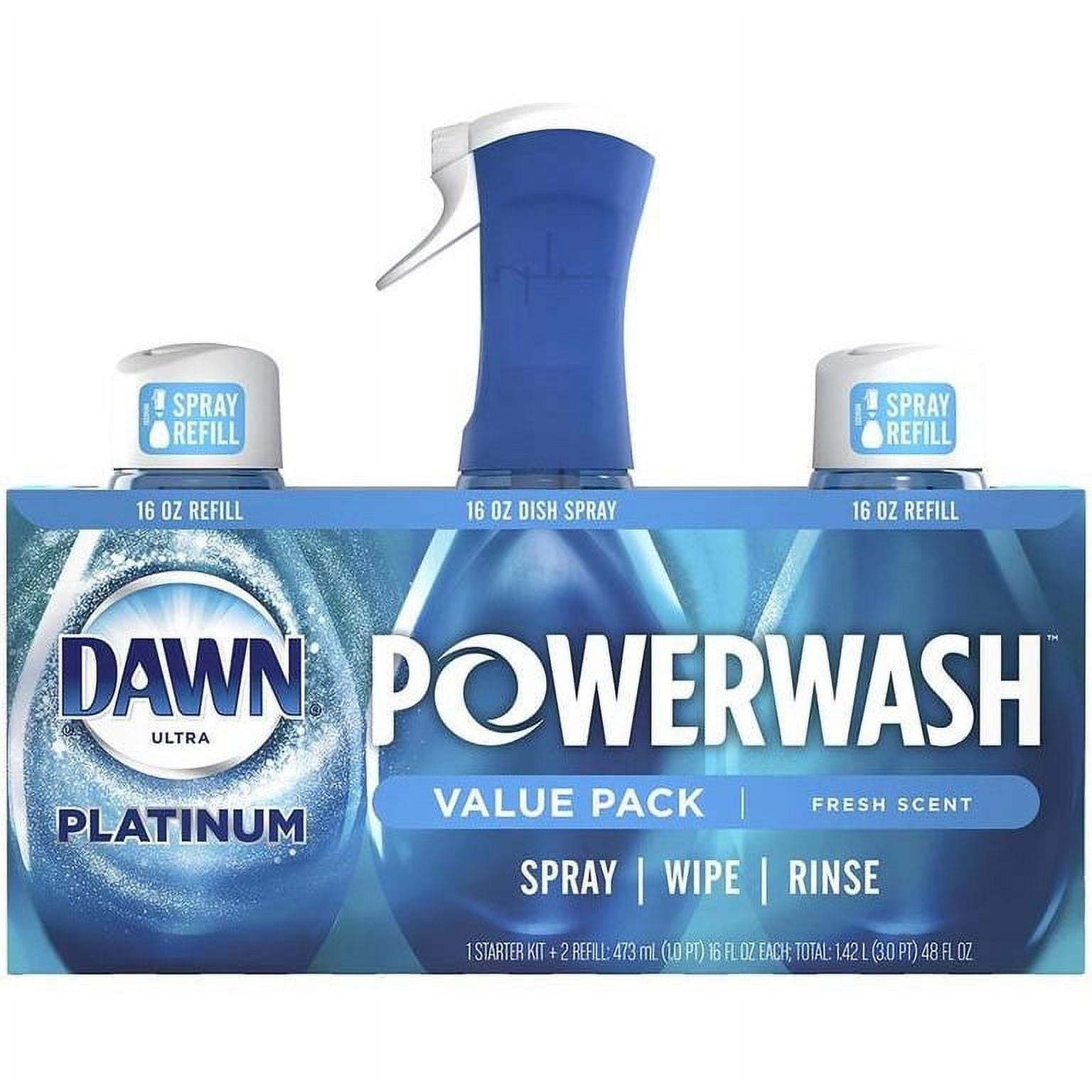 Dawn 16 oz. Platinum Powerwash Spray Fresh Scent with 1 Starter Kit Plus 1  Refill Dish Soap (2-Pack) 079168938898 - The Home Depot