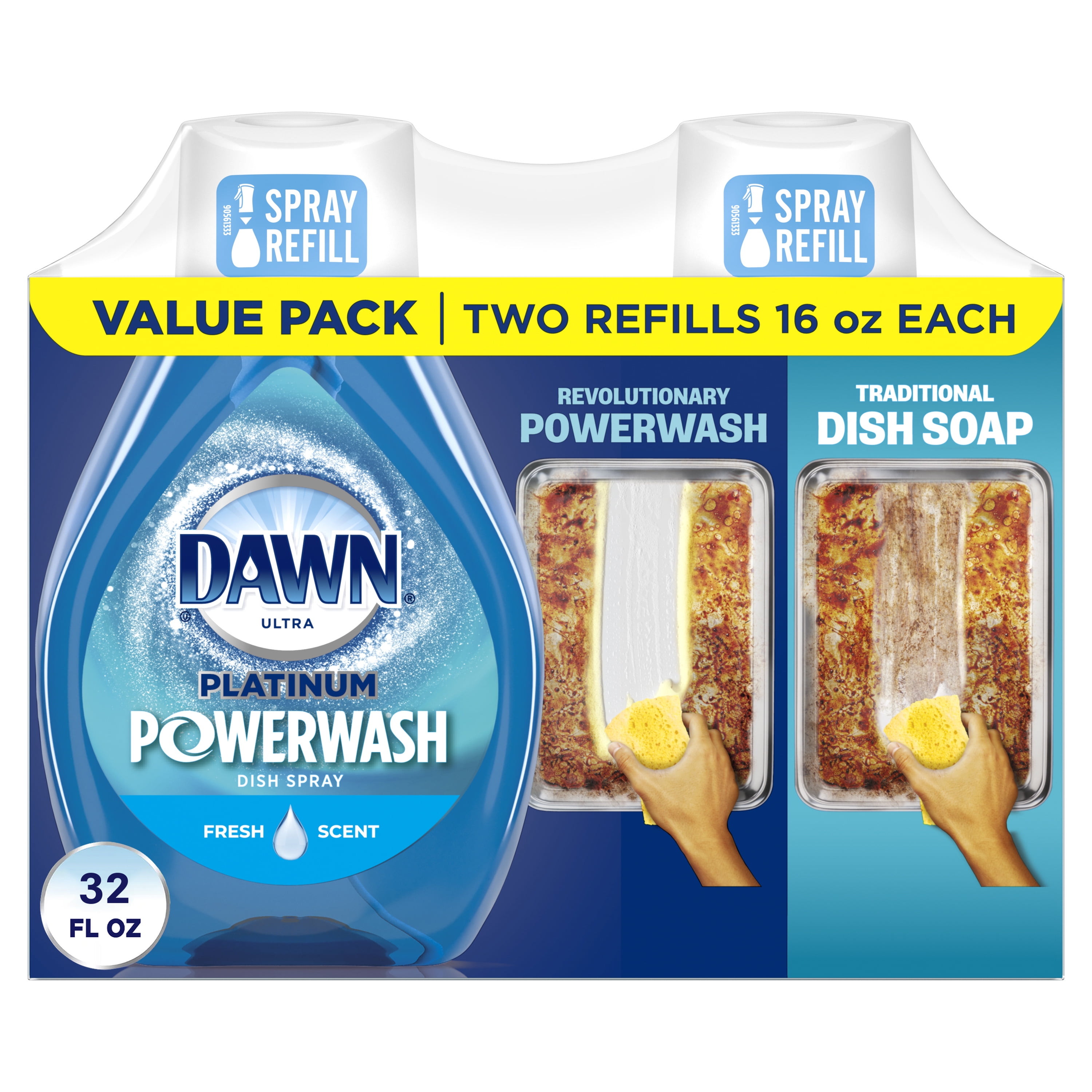 Dawn Platinum Powerwash Dish Spray, Dish Soap, Fresh Scent Refill, 16oz