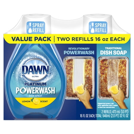 Dawn Platinum Powerwash Dish Spray, Dish Soap, Lemon Scent Refill, 16oz
