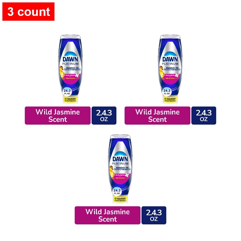 Dawn Platinum Wild Jasmine Scent EZ-Squeeze Liquid Dish Soap 24.3 fl oz - 3 count