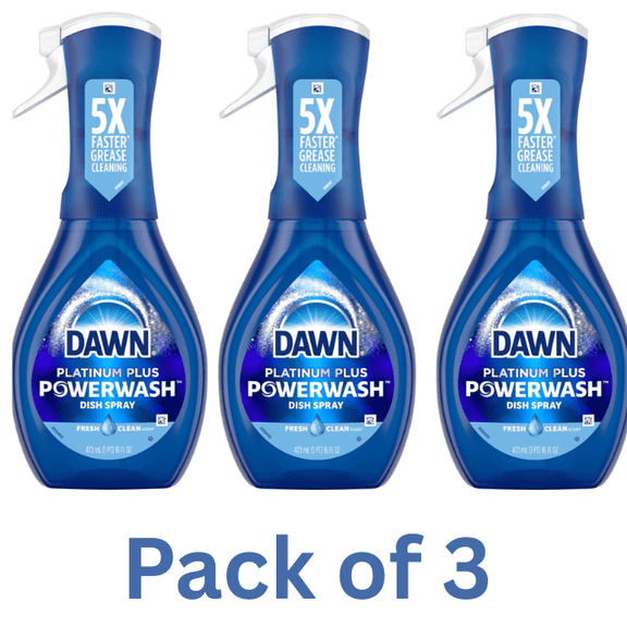Dawn Powerwash Spray, Dish Soap, Dishwashing Liquid, Fresh, 1 Starter Kit, 16 Fl Oz Pack of 3