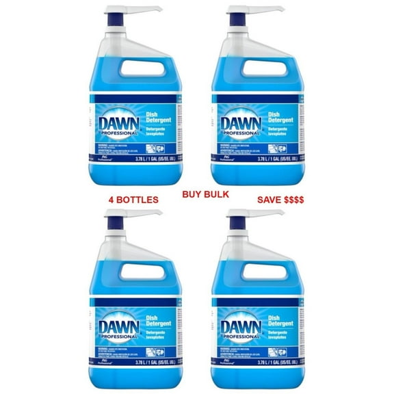 Dawn Professional Dishwashing Liquid Dish Soap, Original with PUMP 1 Gallon Commercial 4 Bottles /One Case