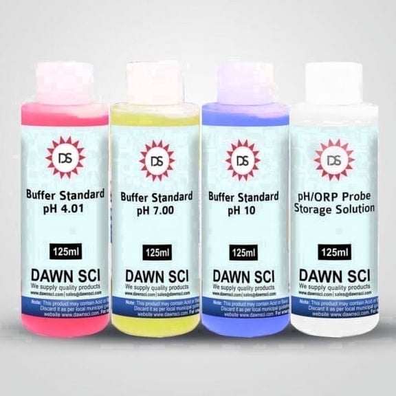 Dawn Sci 4,7,10 pH Balance Liquid Kit with 125ml, 4 Count, 4 Pack
