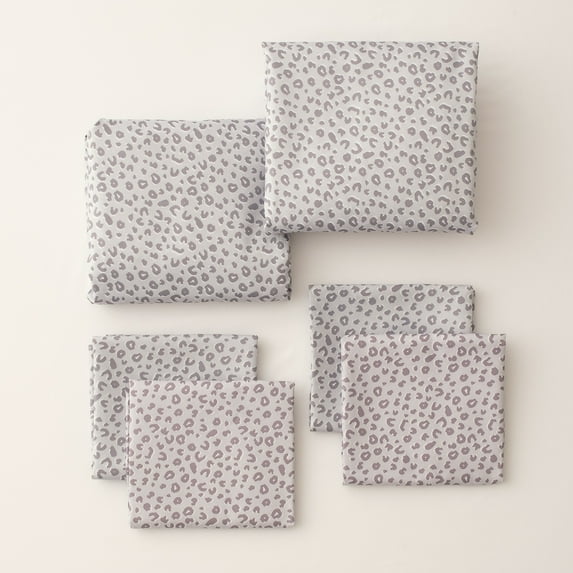Dawn Simplicity Sheet Sets, 2-Pack | Fits Full-Size Beds | 2 Fitted Sheets & 4 Pillowcases | Gray Cheetah | Soft Microfiber | Durable, Easy Care