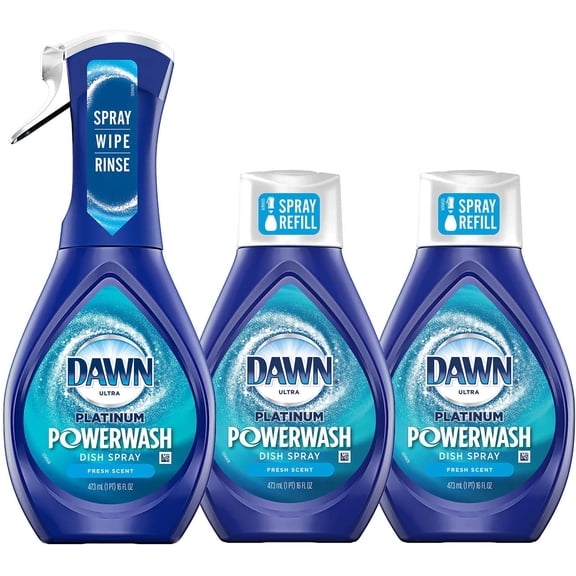 Dawn Powerwash Starter Kits, Dish Spray, Dish Detergent, Fresh Scent Bundle, Spray Bottle, 2 Refills