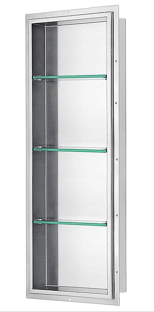Stainless Steel 59" x 14" Shower Niche with Glass Shelves