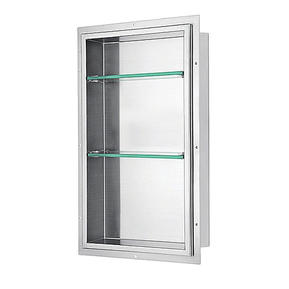 Dawn FNIBN3214 Stainless Steel Finish Shower Niche with Two Glass Shelves