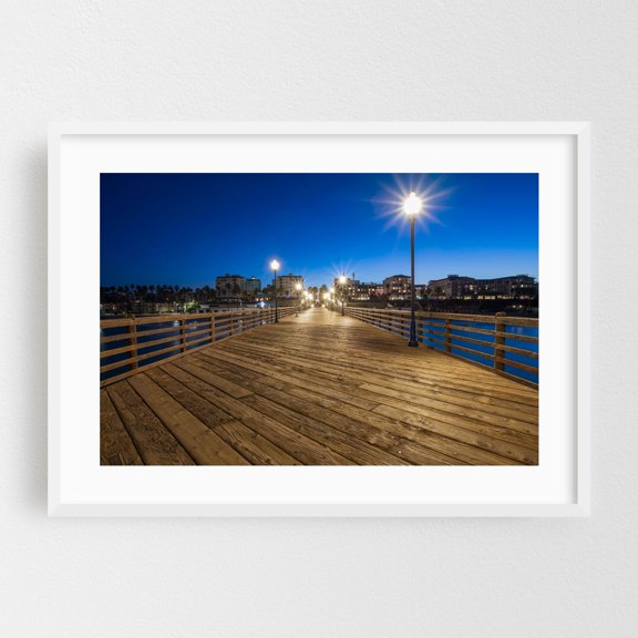 Dawn Stroll - Oceanside Pier - Oceanside California Photography White Framed Wall Art Print 12 x 18 inches