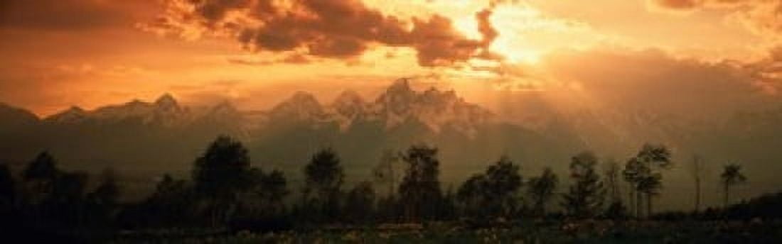 Dawn Teton Range Grand Teton National Park WY USA Canvas Art - Panoramic Images (18 x 6)