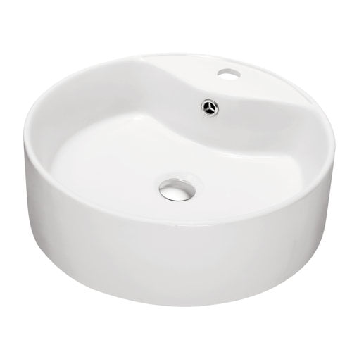 Dawn USA Vessel Above-Counter Round Ceramic Art Basin with single hole for faucet and Overflow