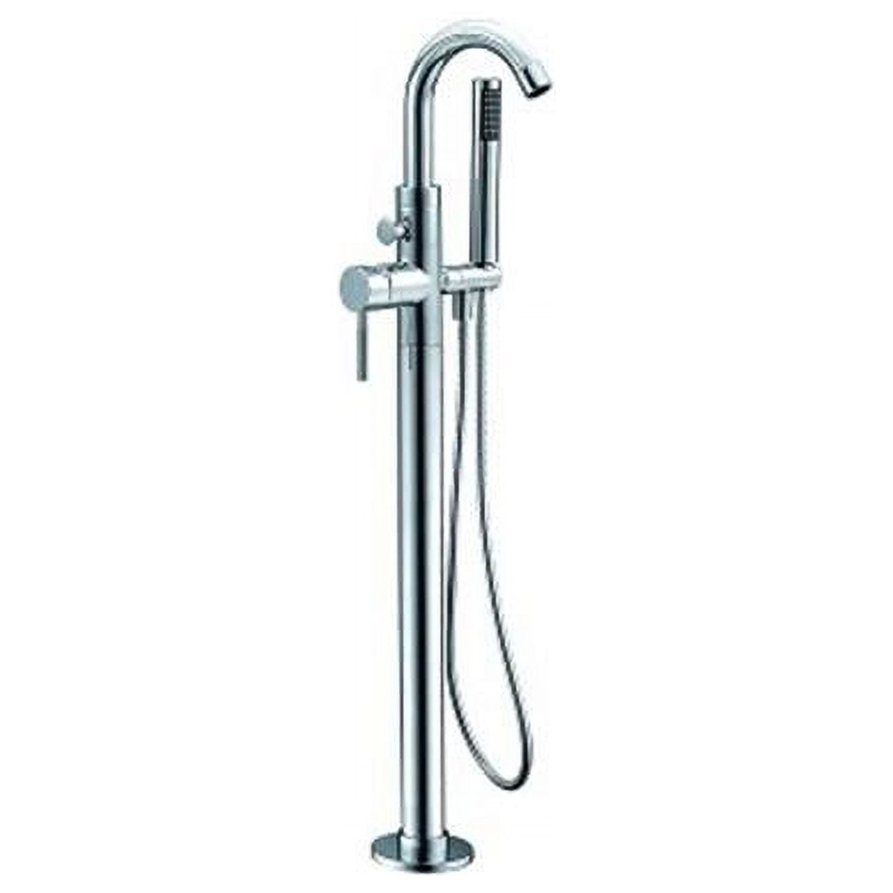 Chrome Floor Mount Freestanding Tub Filler with Hand Shower