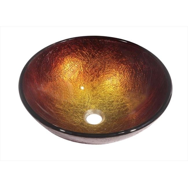 Gold and Brown Hand-Painted Glass Vessel Sink