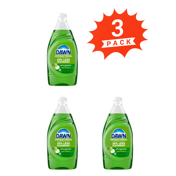 Dawn Ultra Antibacterial Apple Blossom Liquid Dish Soap (Pack 3) - 64.8fl