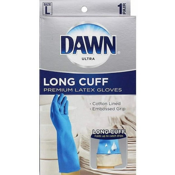 Dawn Ultra Long Cuff Premium Reusable Latex Gloves Size Large, 1 Pair