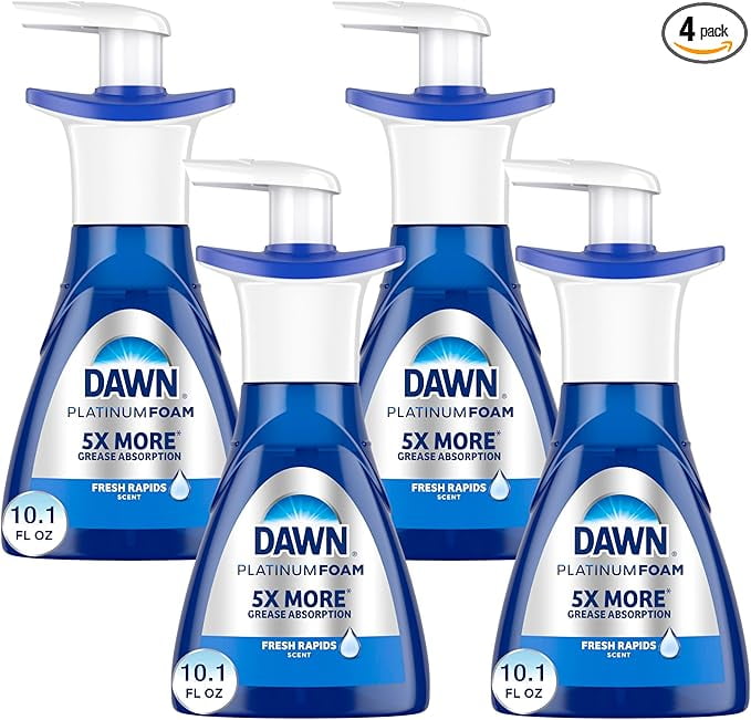 Dawn Ultra Platinum Foam Dishwashing Foam, Fresh Rapids Scent, 10.1 fl oz (Packaging May Vary) (Pack of 4)