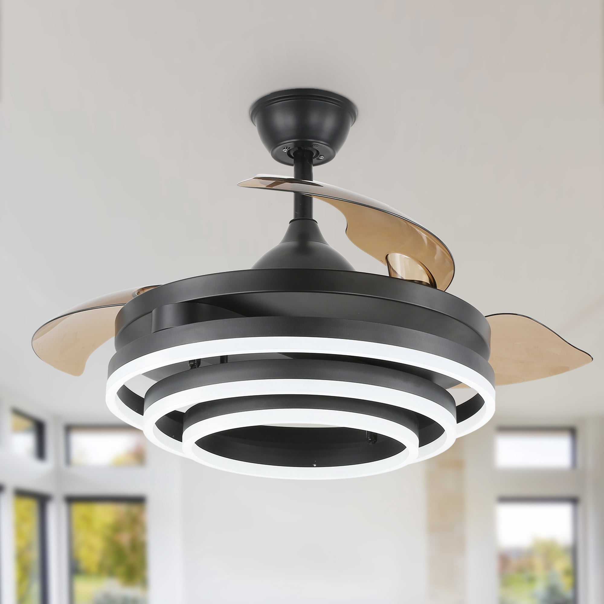 Led Retractable Ceiling Fan LEDIARY 42 Inch Retractable Ceiling Fans With Lights And Remote Bladeless G 1397576