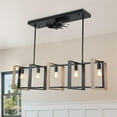 thumbnail image 1 of Dawn Whisper 47"Noiseless Farmhouse Linear Hanging Ceiling Fan IndustriaL LED Light with Remote for Kitchen Island Dining Room, 1 of 12