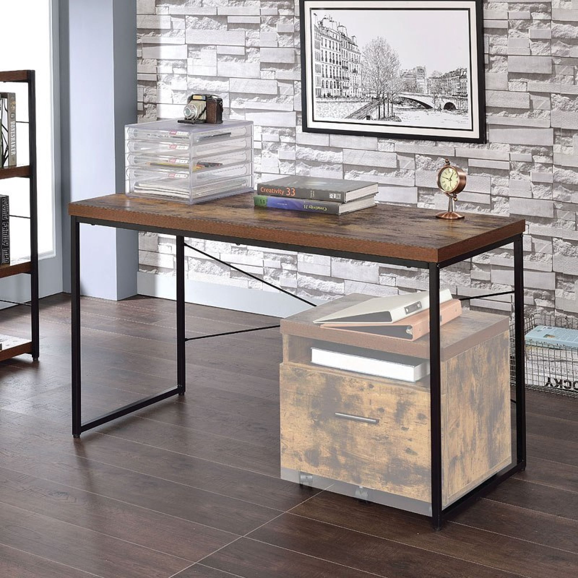 Dawn Whisper Bob Desk in Weathered Oak & Black, Industrial Design ...