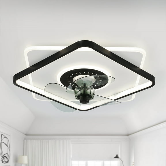 Dawn Whisper Ceiling Fan Quiet Flush Mount Dimmable LED Lights Remote Control 6 Speed for Bedroom Living Room
