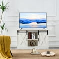 thumbnail image 1 of Dawn Whisper Decorative Wooden TV / Storage Cabinet with Two Sliding Barn Doors, White, 1 of 13