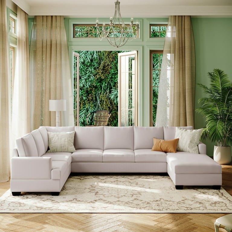 Dawn Whisper Modern Large Upholstered U Shape Sectional Sofa Extra Wide Chaise Lounge Couch Beige Walmart