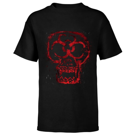 Dawn of the Planet of the Apes Biohazard Symbol Ape Skull - Short Sleeve T-Shirt for Kids - Customized-Black