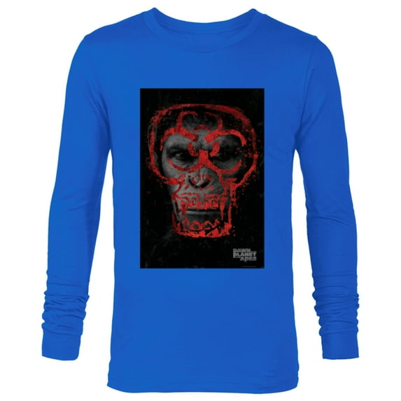 Dawn of the Planet of the Apes Biohazard Symbol Caesar Face - Long Sleeve T-Shirt for Men - Customized-Navy