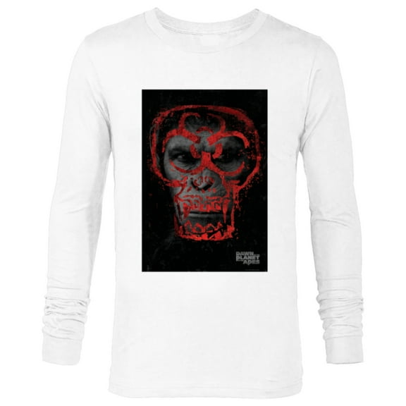 Dawn of the Planet of the Apes Biohazard Symbol Caesar Face - Long Sleeve T-Shirt for Men - Customized-White