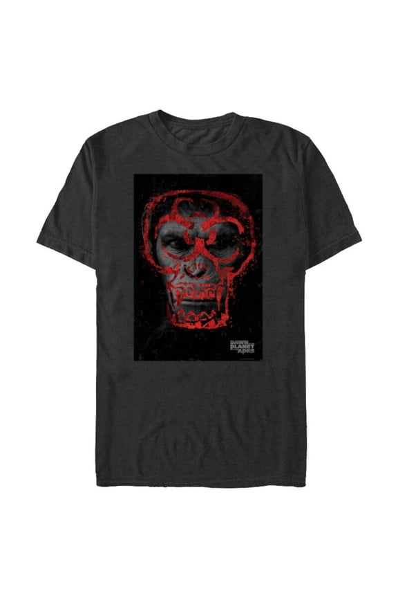 Dawn of the Planet of the Apes Biohazard Symbol Caesar Face - Short Sleeve Blended T-Shirt for Adults - Customized-Dark Heather