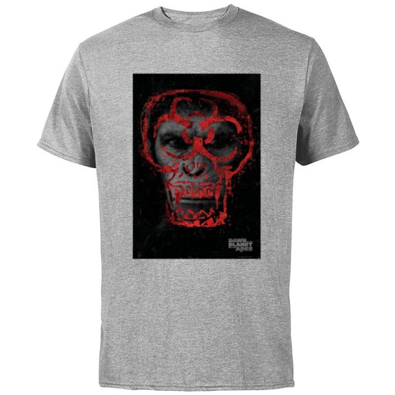 Dawn of the Planet of the Apes Biohazard Symbol Caesar Face - Short Sleeve Cotton T-Shirt for Adults - Customized-Athletic Heather