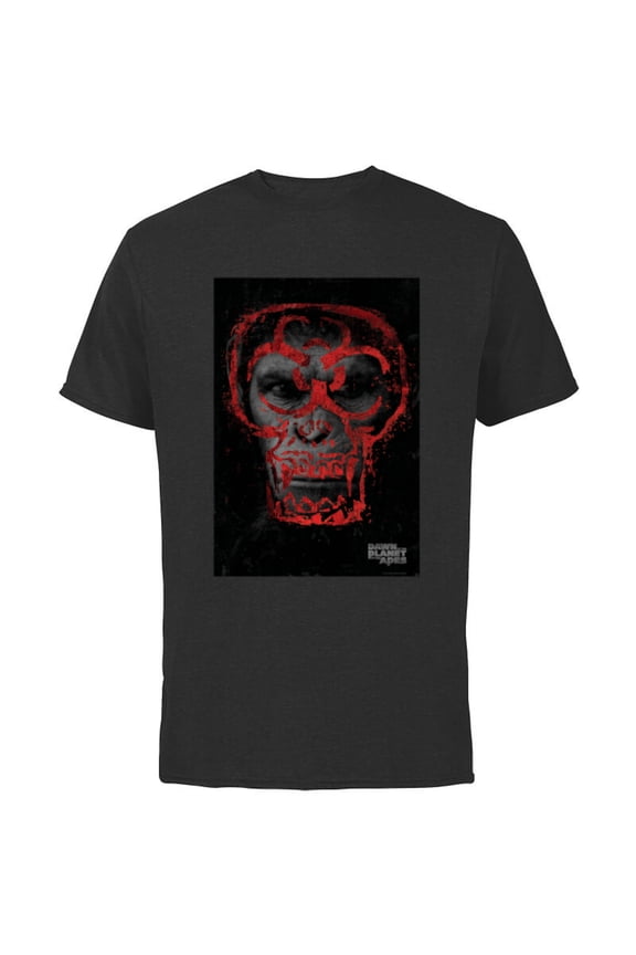 Dawn of the Planet of the Apes Biohazard Symbol Caesar Face - Short Sleeve Cotton T-Shirt for Adults - Customized-Black