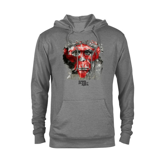 Dawn of the Planet of the Apes Caesar Face and Red Ape Skull - Pullover Hoodie for Adults - Customized-Athletic Heather