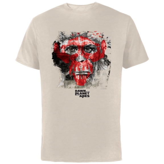 Dawn of the Planet of the Apes Caesar Face and Red Ape Skull - Short Sleeve Cotton T-Shirt for Adults - Customized-Natural