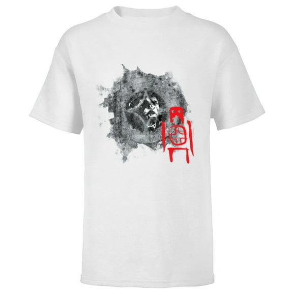 Dawn of the Planet of the Apes Caesar Roar and Star Symbol - Short Sleeve T-Shirt for Kids - Customized-White