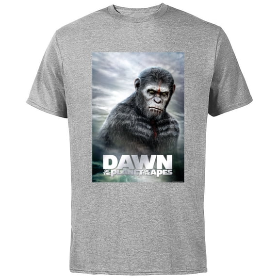 Dawn of the Planet of the Apes Caesar in Paint Movie Poster - Short Sleeve Cotton T-Shirt for Adults - Customized-Athletic Heather