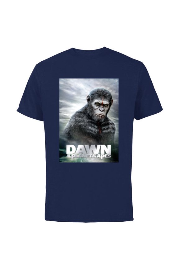Dawn of the Planet of the Apes Caesar in Paint Movie Poster - Short Sleeve Cotton T-Shirt for Adults - Customized-Navy