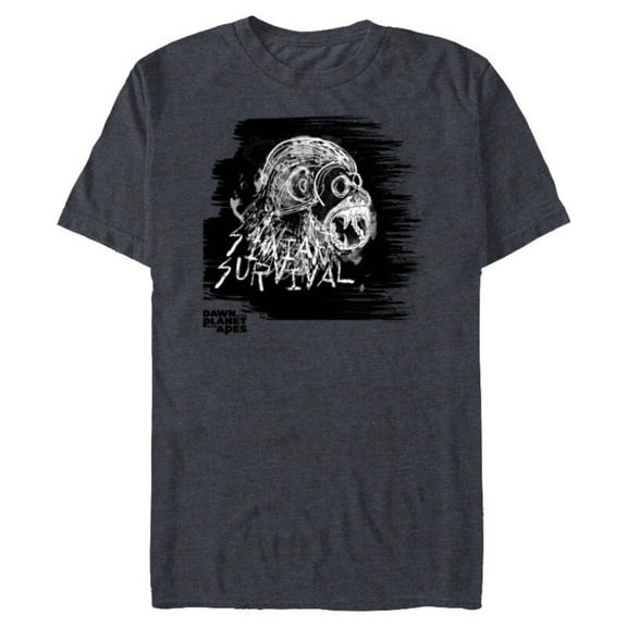 Dawn of the Planet of the Apes Scratch Art Simian Survival - Short Sleeve Blended T-Shirt for Adults - Customized-Navy Heather