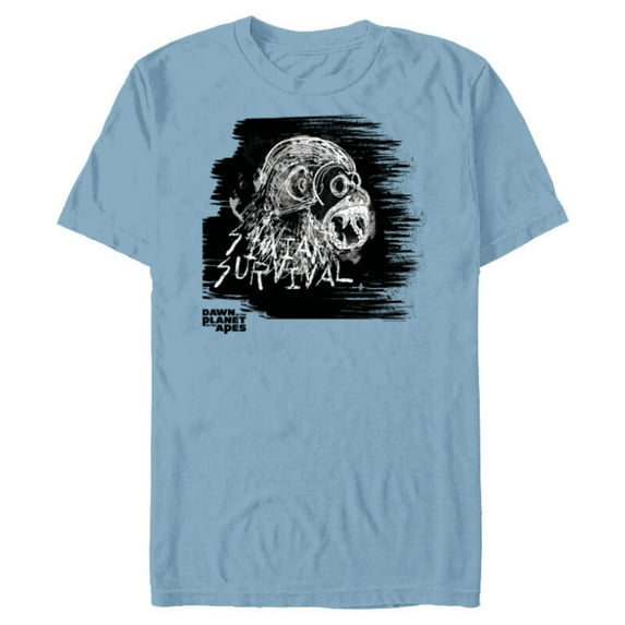 Dawn of the Planet of the Apes Scratch Art Simian Survival - Short Sleeve Blended T-Shirt for Adults - Customized-Ocean Blue
