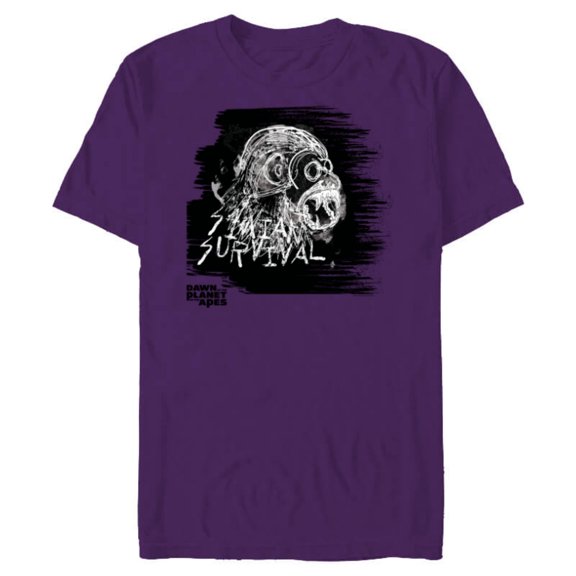 Dawn of the Planet of the Apes Scratch Art Simian Survival - Short Sleeve Blended T-Shirt for Adults - Customized-Purple