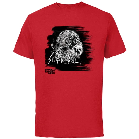 Dawn of the Planet of the Apes Scratch Art Simian Survival - Short Sleeve Cotton T-Shirt for Adults - Customized-Red