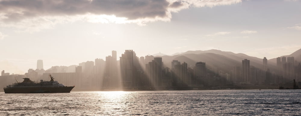Dawn over Central business district skyline Avenue of Stars Tsim Sha Tsui Kowloon Hong Kong China Canvas Art - Panoramic Images (12 x 30)